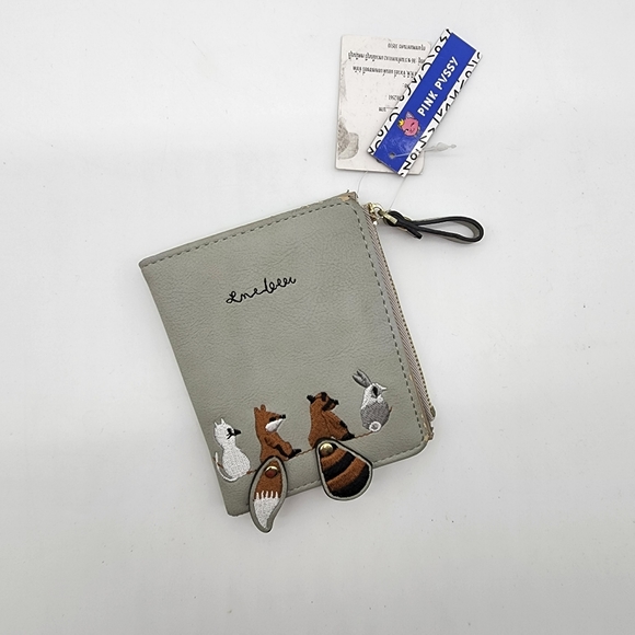 NWT Woodlawn Animals Moveable Tails Grey Small Bifold Wallet - Picture 9 of 16